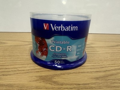 Verbatim CD-R 700MB 52X Speed White Inkjet Printable Spindle -Pack Of 50-Sealed-