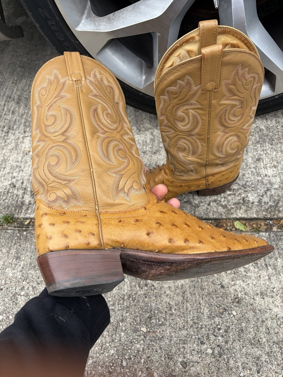 Old Stock J Chisholm Ostrich Cowboy Boots vtg 10ee | eBay