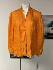 per se by carlisle Linen Blend  Zip Front Jacket Size 14 New With Tags