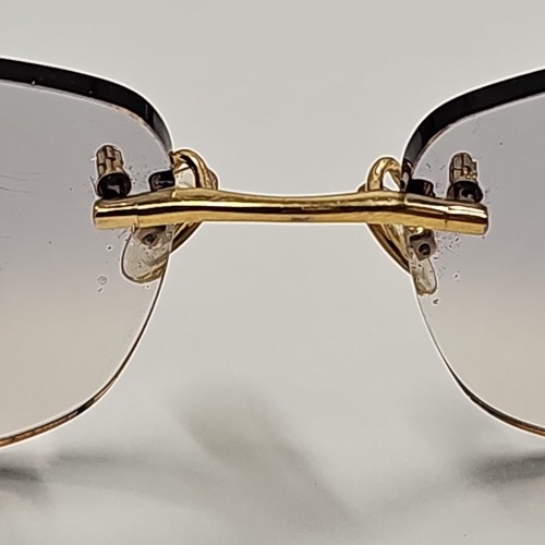 Vintage GOLD AND WOOD Rimless Eyeglasses Natural Wood With Case Made Luxembourg - Picture 4 of 8