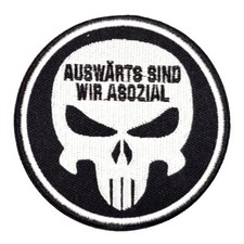 Aufnäher Aufbügler Patch Auswärts sind wir Asozial malle fussball ultras kutte