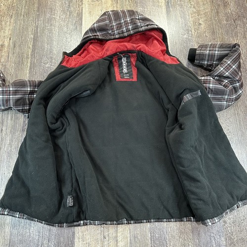 BILLABONG Men's S Black Red Plaid Hoodie Full Zip Jacket Fleece Lined Poly Fill - Picture 9 of 18