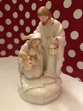 Roman Inc 2001 Jesus Nativity Scene Musical Porcelain Figure Xmas O Holy Night￼