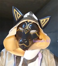 Overwatch Ana Amari Cat God Bastet Black Gold Full Face Mask Helmet Cosplay Prop