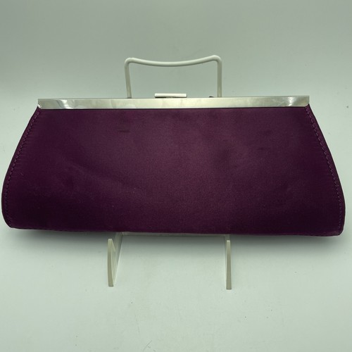 Cocktail Evening Handbag Purple Clutch Purse Satin Pleated Shoulder Strap Bling - Bild 2 von 10