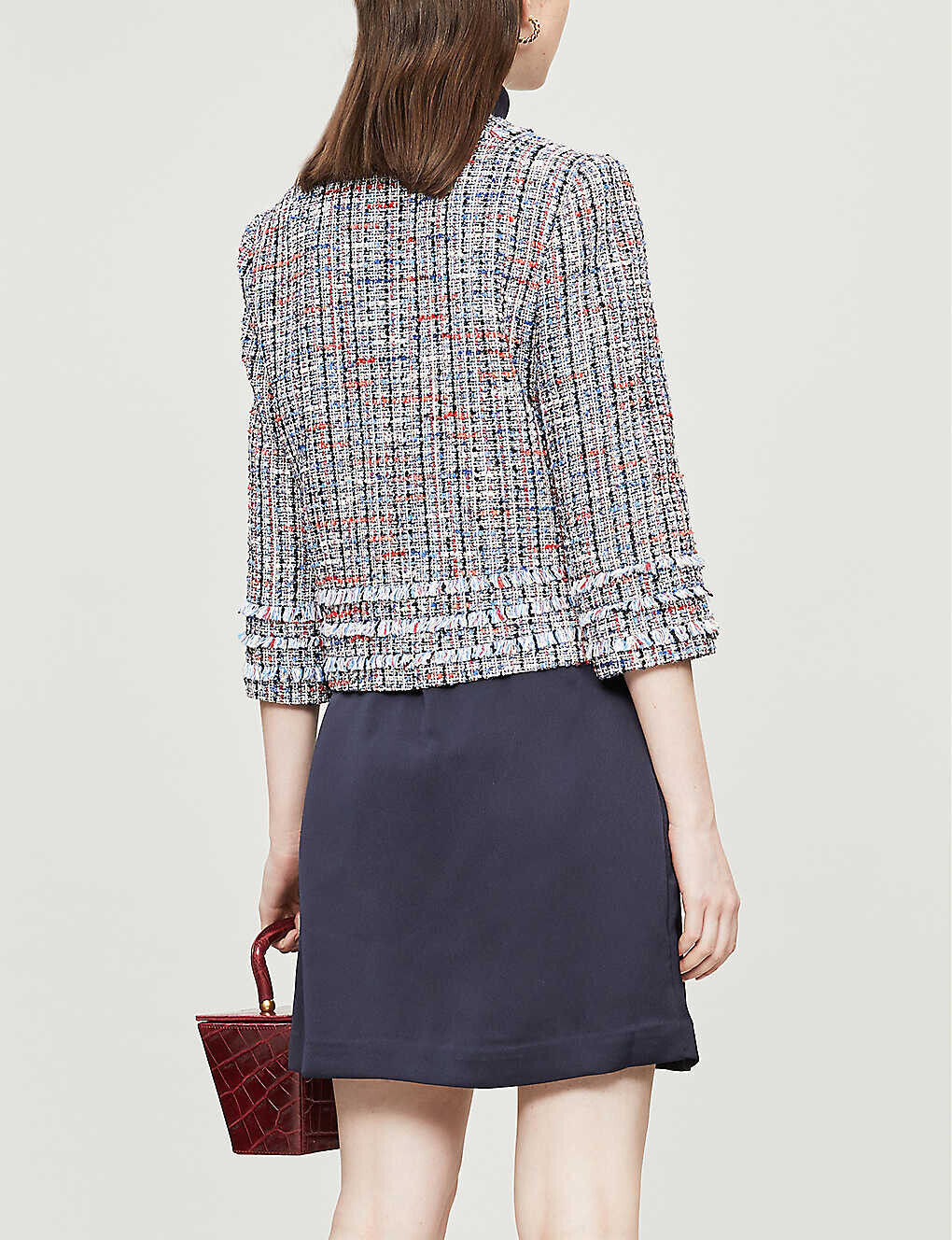 TED BAKER metallic boucle tweed fringe crop smart dressy blazer jacket work 4 14 image 3
