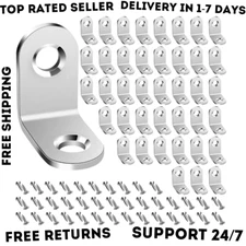 40pack L Bracket Corner Brace Sets Silver Stainless Steel 90 Degree Right Angle