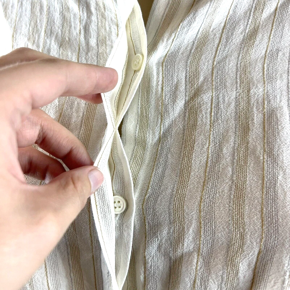 Theory Easy 衬衫 S 码条纹象牙色绳纹理职业商务上衣袖口 — 第 3/4 张图片