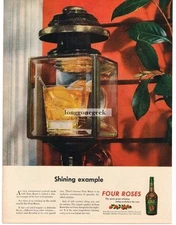 1945 Four Roses Whiskey Shining Example Coach Lamp Vintage Ad 