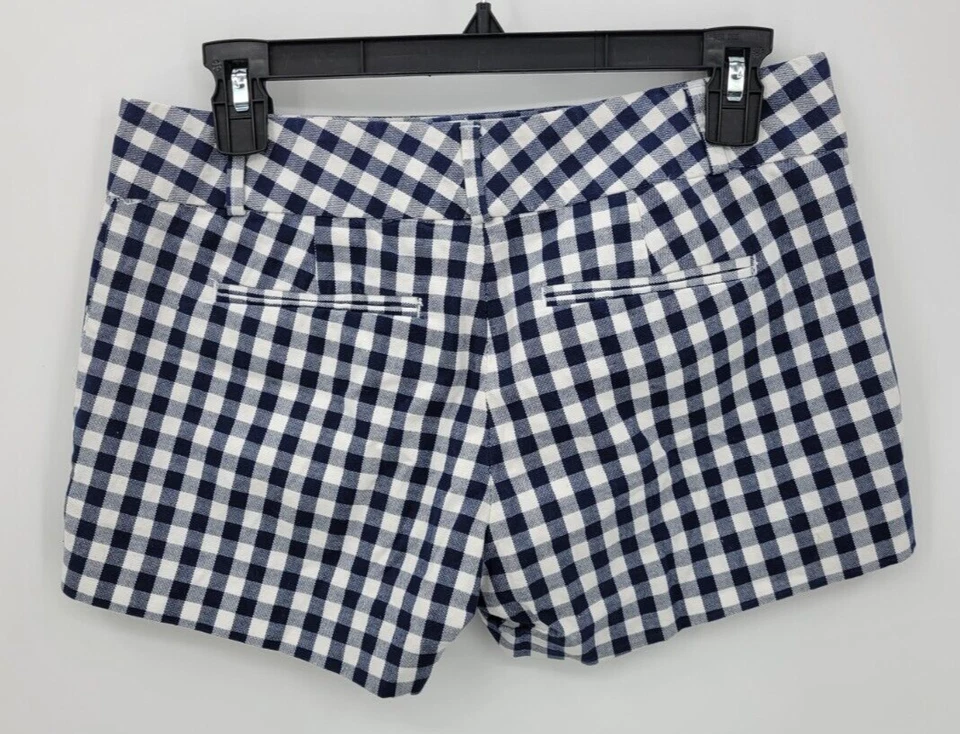 Banana Republic Shorts Womens 4 Blue White Gingham Check Flat Front Boho Beachy - Image 2 of 4