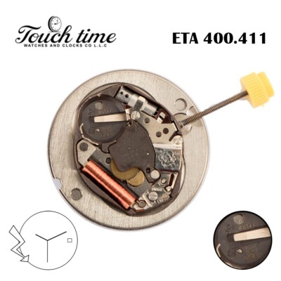 ETA 400.411 Swiss Made Quartz Movement, White Date Disk on 3, 3 Hands.