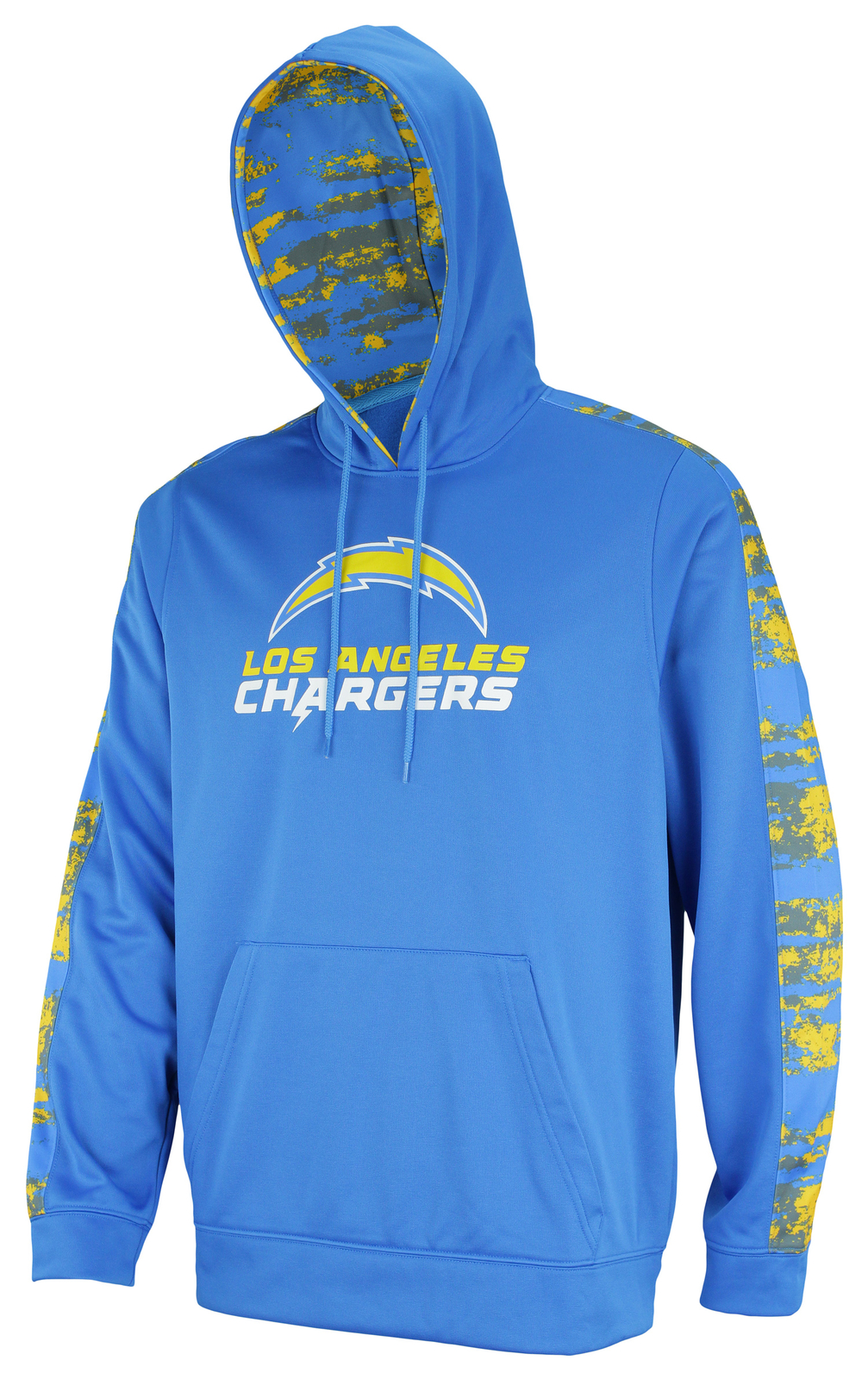 Толстовка Zubaz NFL Mens Los Angeles Chargers Performance с капюшоном и оксидными рукавами