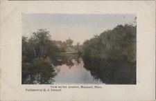1911 Postcard Maynard Massachusetts Assabet River Double 13 Star Flag P O CANCEL