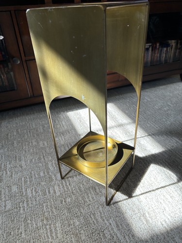 Tall Mid Century Modern Brass Large Candle Holder 21.5”x8”x8” FLAW - Picture 10 of 19