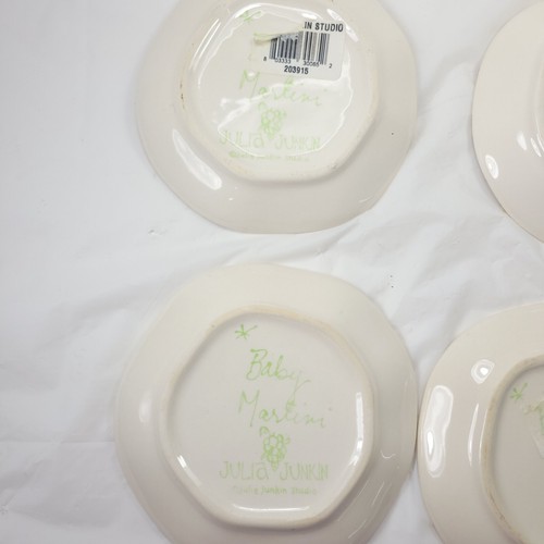 Julia Junkin Studio Baby Martini Glass Cocktail Dessert Ceramic Plates Set Of 4 - Picture 6 of 7