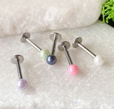 5pc Value Pack Pearl Coated Ball Surgical Steel Labrets 16g, 5/16"