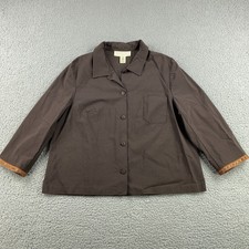 Norton Monaughton Jacket Womens Size 16 Brown Top Rayon Blend Embroidered Sleeve