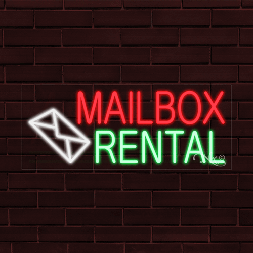 NEW "MAILBOX RENTAL" w/LOGO 30x12x1 INCH LED FLEX WINDOW/WALL INDOOR SIGN 30831 - Picture 1 of 1