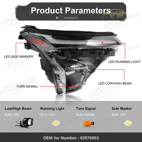Left / Right Headlight For 2024 2025 Chevy Trax w/ LED DRL Projector Headlamps - Picture 7 of 14
