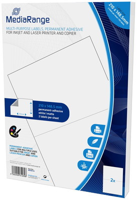 1000 Mediarange Etiketten Label selbstklebend A5 210 x 148,5 mm auf 500 A4 Bogen