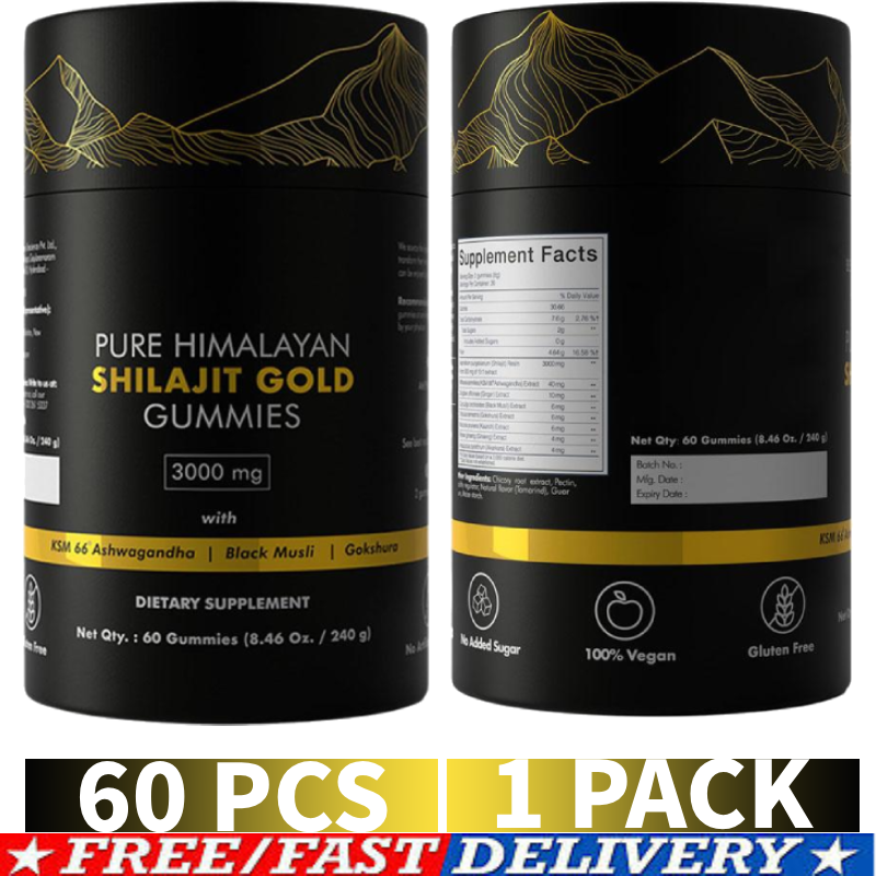 100% Pure Himalayan Shilajit Gummies Immune Support -AshwagandhaChaga-Mushroom