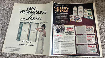 1979 Virginia Slims Lights Cigarettes & Johnson & Johnson Newspaper Print Ad