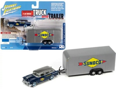 1/64 1955 Chevy Nomad with Enclosed Trailer Sunoco JLBT016