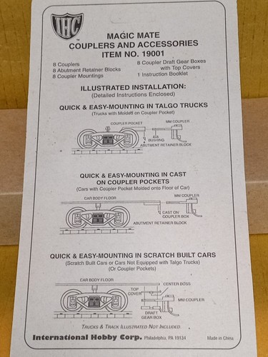 MAGIC MATE HO UNIVERSAL COUPLERS, 8 PER PACK BY IHC NEW # 19001 DOES 4 CARS - Picture 4 of 17