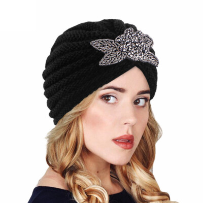 Black White Turban with Floral and Feather Accents High Fashion Chemo Alopecia Hannah Head Wrap - Head Covering and Head Scarf for Women  main image 2