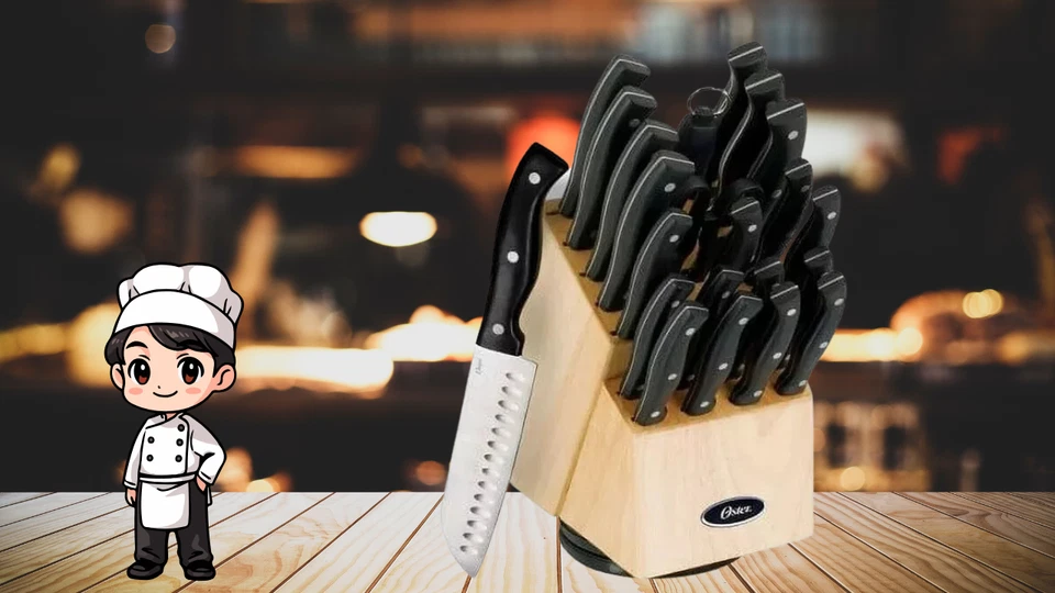 Oster Winstead Juego de cubiertos de acero inoxidable de 22 piezas con asas negras NUEVO Foto 2 de 4