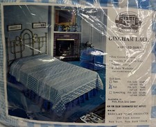 Full Size Bedspread Blue Gingham 76x86 Polyester Cotton USA