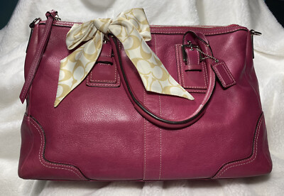 バッグ Coach Hampton Satchel Lether Pink 1419 Vintage COACH Hamptons Soho Hot Pink/Fuchsia Leather Satchel