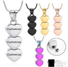 Heart Cremation Urn Necklace for Ashes Stainless Steel Memorial Ash Urn Pendant