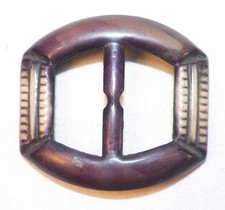 Art Deco Celluloid Belt Buckle 1920s Mauve Brown Tan