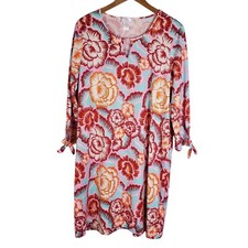 NEW Stella Parker Collection UPF 50 Sun Protection Dress XL Floral 3/4 Sleeve