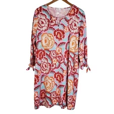 NEW Stella Parker Collection UPF 50 Sun Protection Dress XL Floral 3/4 Sleeve