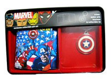 Marvel Comics Men's Trifold Wallet Keychain Set - Captain America