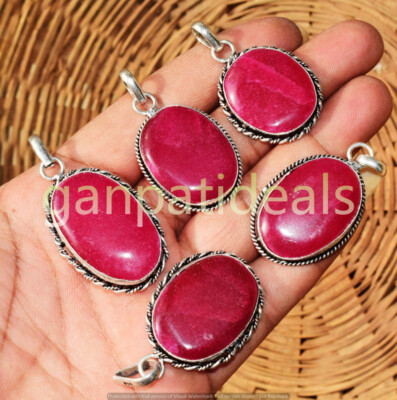 Simulated Ruby Gemstone Ethnic Handmade 10pcs Fashion Pendant Lot ...