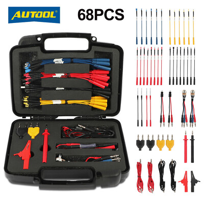 68 tlg Messleitungen Kfz Multimeter Prüfspitzen Prüfadapte zubehör Prüfkabel Set