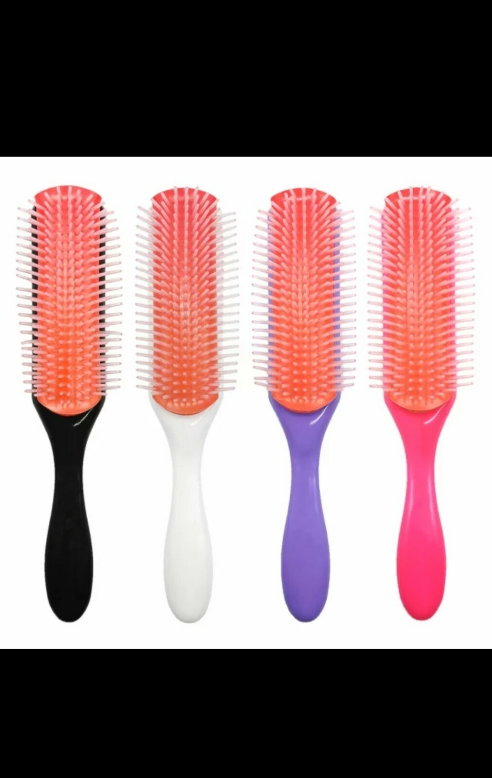 Purple 9-Row Cushion Hair Brush with Nylon Bristles for Styling-image