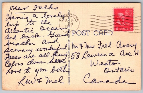 Postcard Hampton Beach NH c1940 The Rocks & Great Boars Head Bathers Beach Surf - Picture 2 of 2