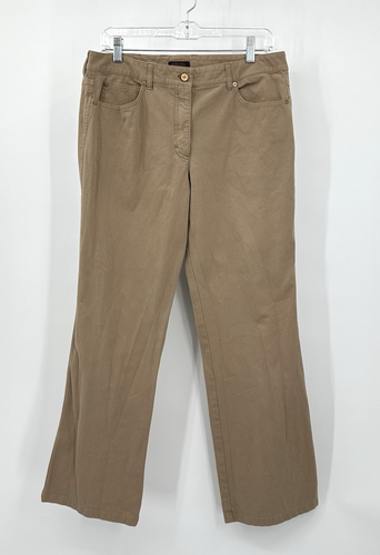 ESCADA PANTS chinos casual bootcut boot mid rise stretch cotton khaki US 12 40