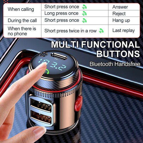 Bluetooth 5.0 FM Transmitter Handsfree USB Charger Car Kit Radio Adapter PD Fast - Picture 10 of 19