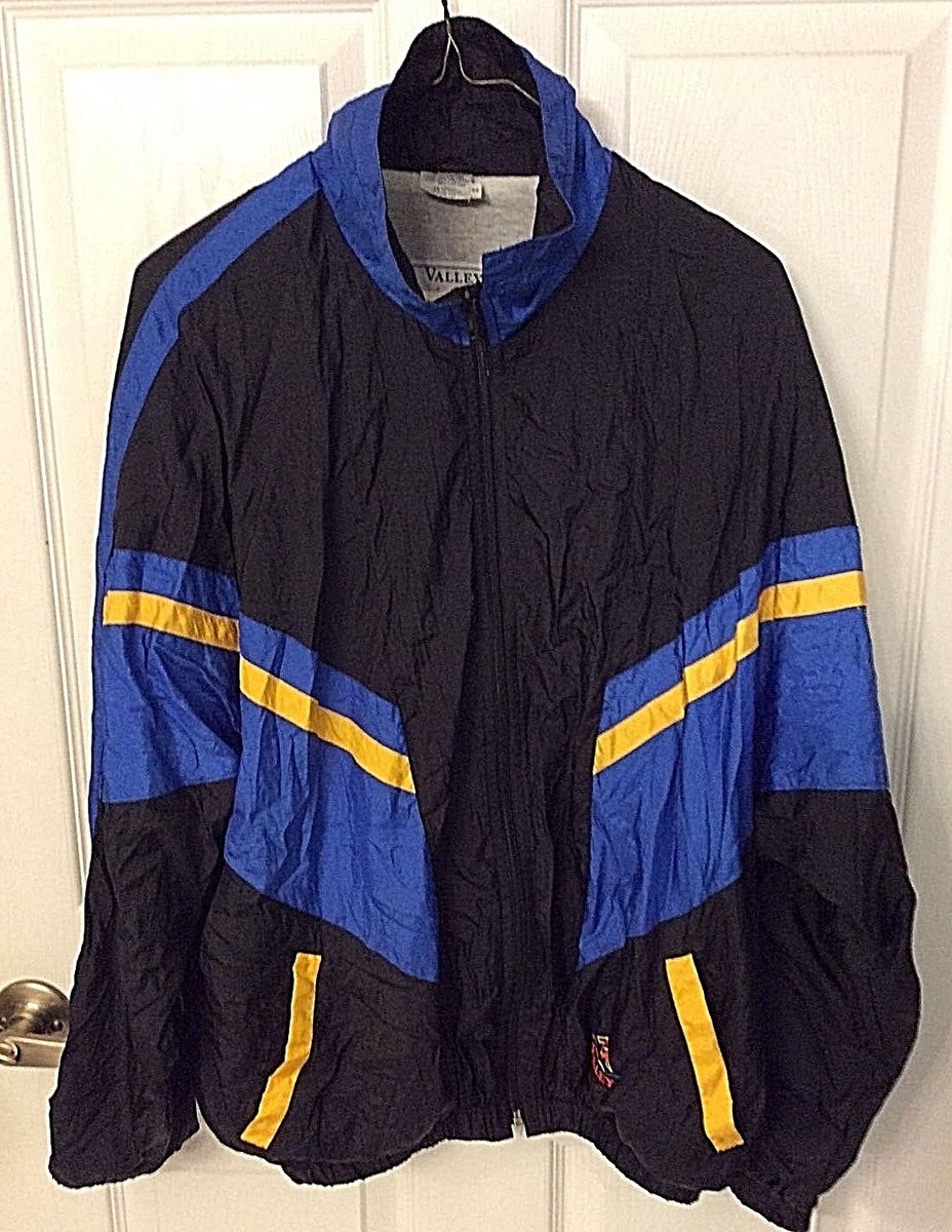 Misty Valley Sport Windbreaker Zip Up Jacket Black Blue Yellow