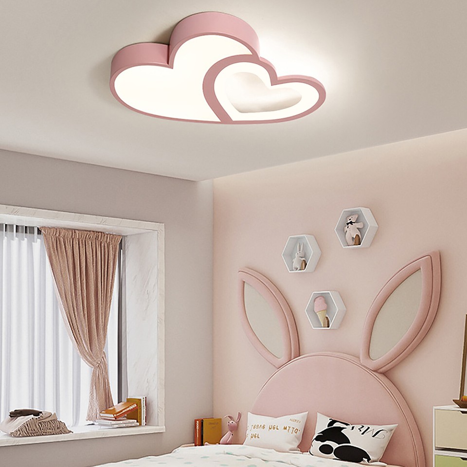 Modern Heart Shape LED Flush Mount Lamp Kids Room Ceiling Light Fixture