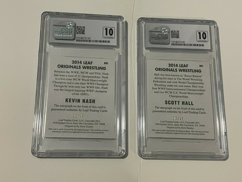 NWO Scott HALL Kevin NASH Autograph CSG Graded 10 AUTO Signed 2 Leaf 2014 Cards - Picture 2 of 12