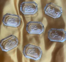 Vintage Heinrich Hoffman 7 Salt Cellars Crystal Intaglio (same)Hexagon 2.5” EUC