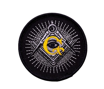 Mason Masonic Gold Eye 2.5 inch Square and Compass Patch PPM PW F5D36F
