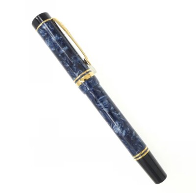 Parker Duofold Füllfederhalter Marble Blue International 18K Gold F feine Fed...