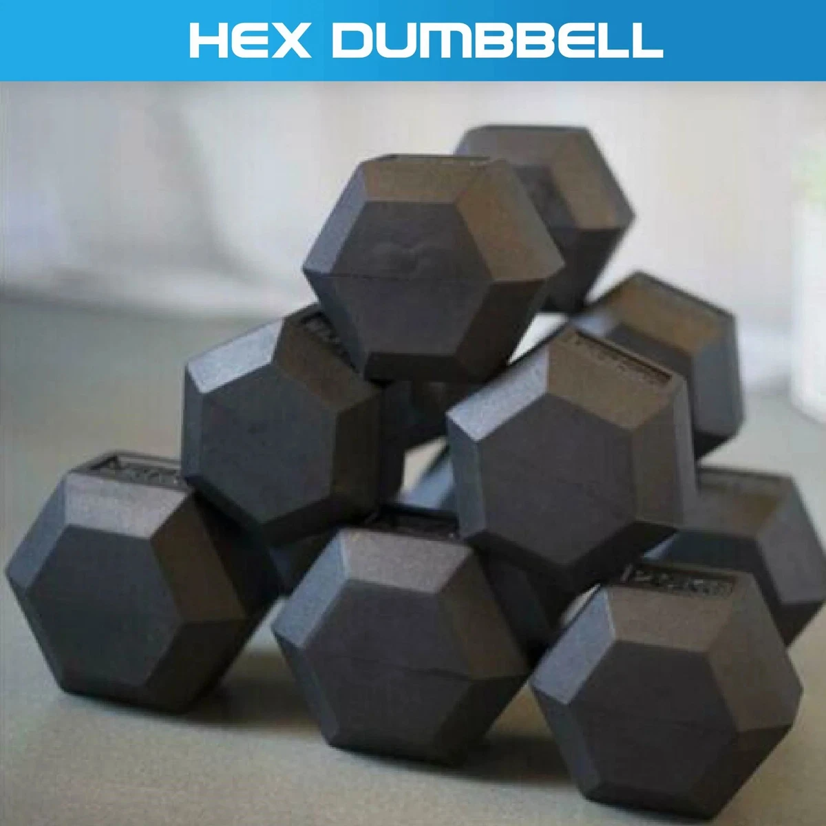 Rubber Hex Dumbbell (2.5kg-50kg/ 2.5kg increments)
